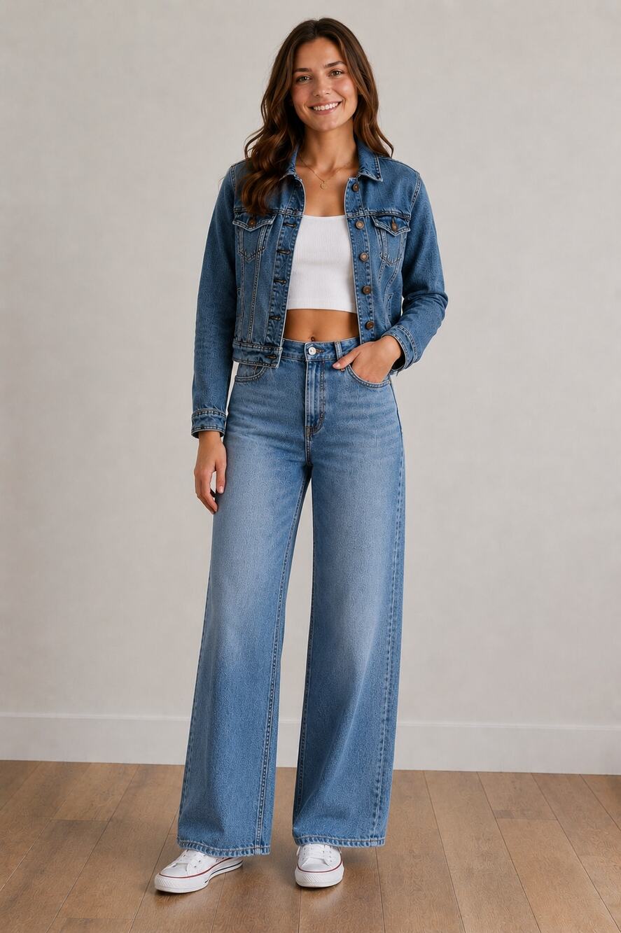 American Eagle Distressed Cropped Denim Trucker Jacket Womens Small 100% Cotton